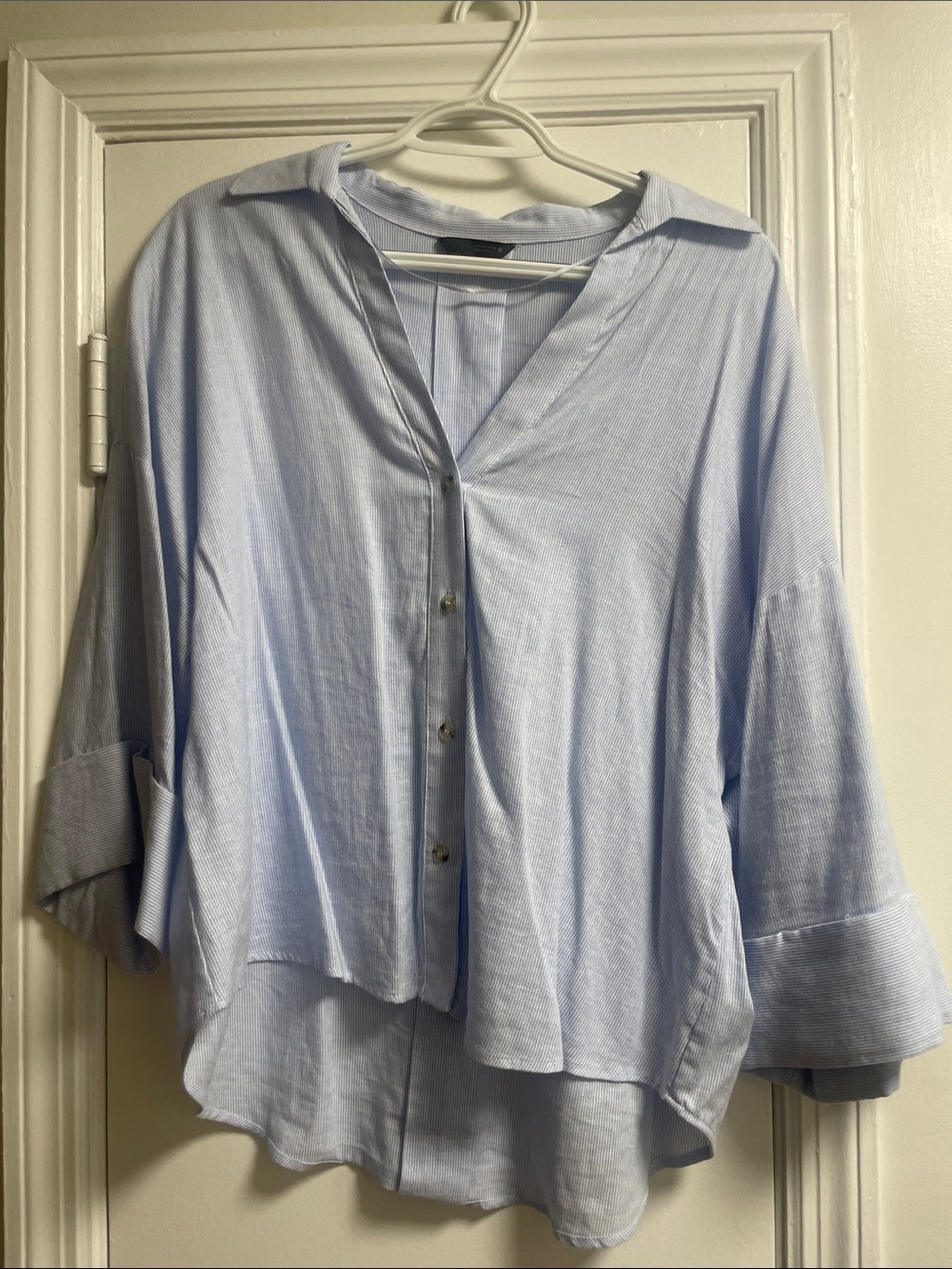 Zara Light Blue Relaxed Button-Down Shirt